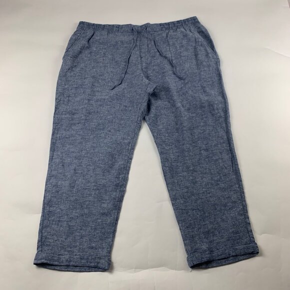 Old Navy Blue Chambray Linen Blend Tapered Straight Leg Pant XL - Picture 1 of 7